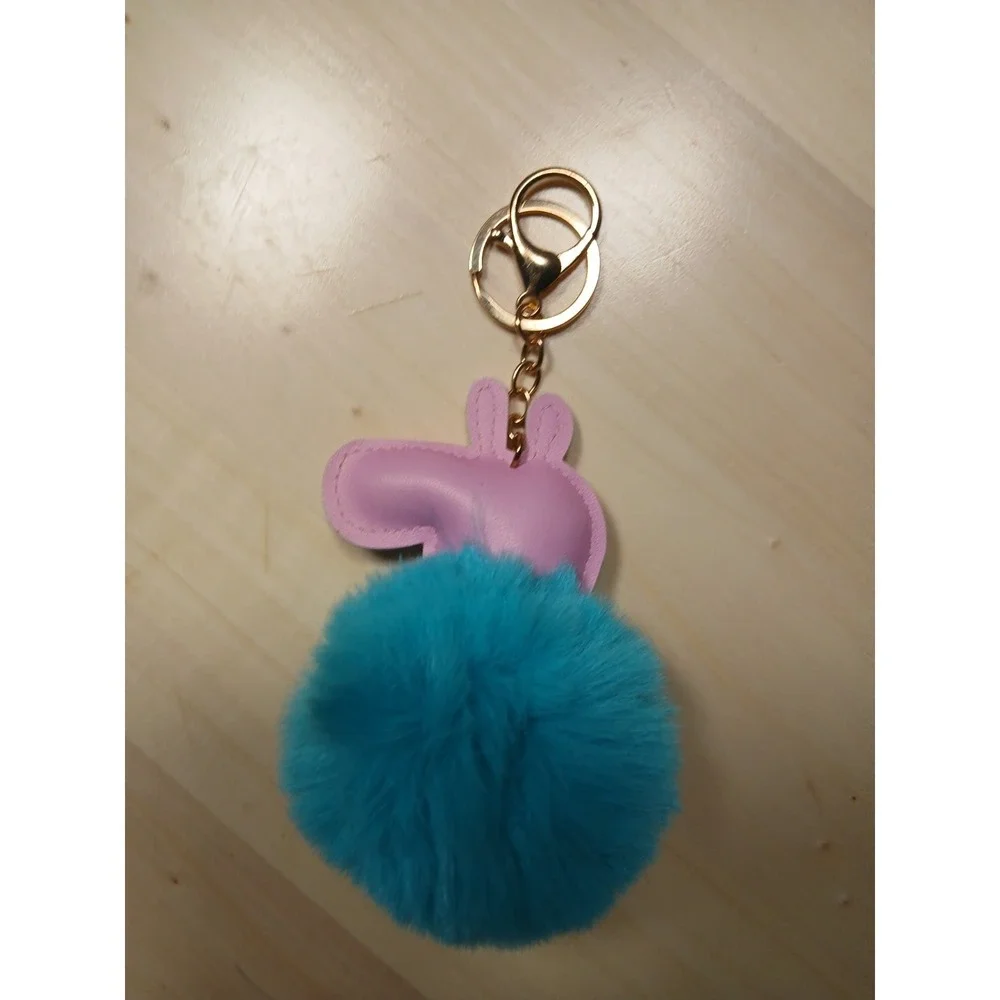 Peppa Pig Vibrant Blue Fur‎ Ball Keychains